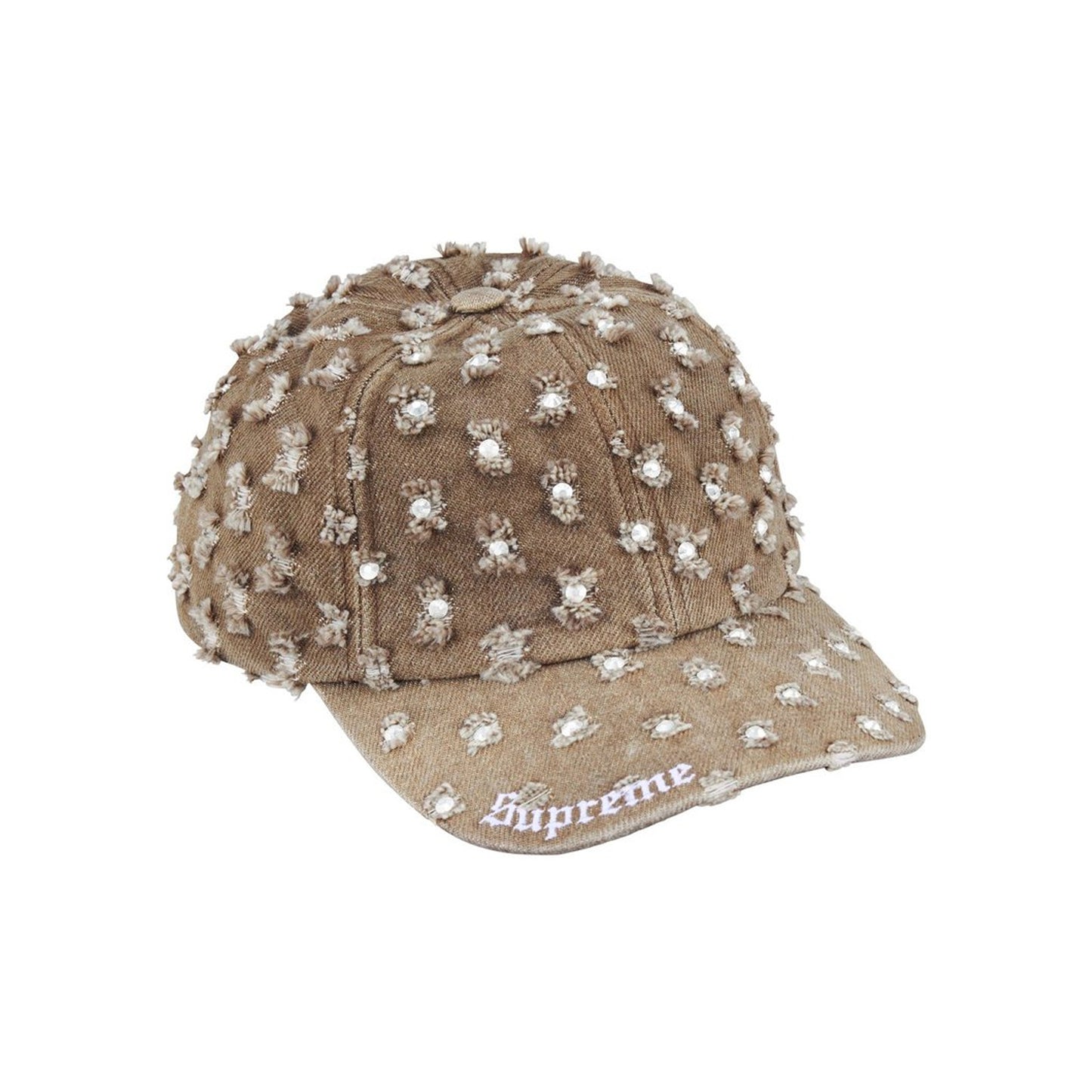 Supreme Hole Punch Rhinestone Denim 6-Panel Cap Brown (FW26)