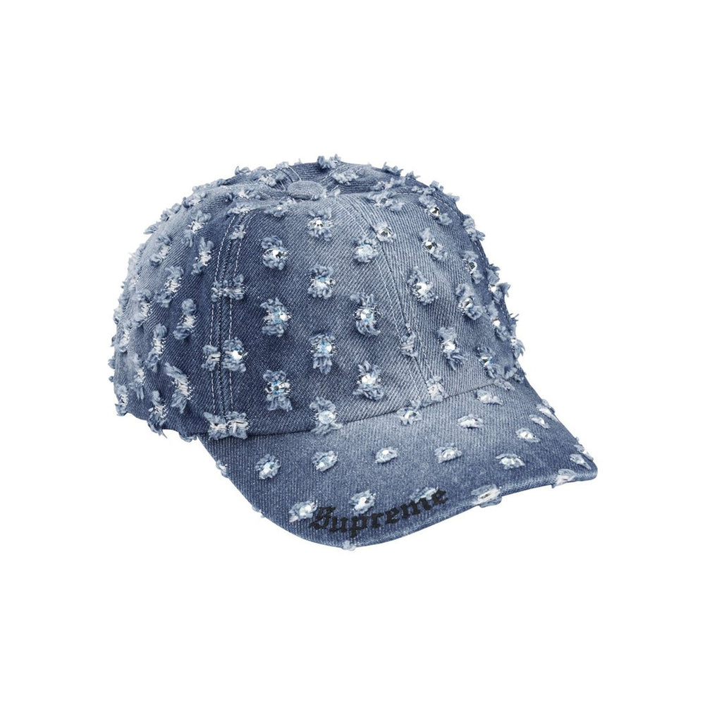 Supreme Hole Punch Rhinestone Denim 6-Panel Cap Washed Indigo (FW26)