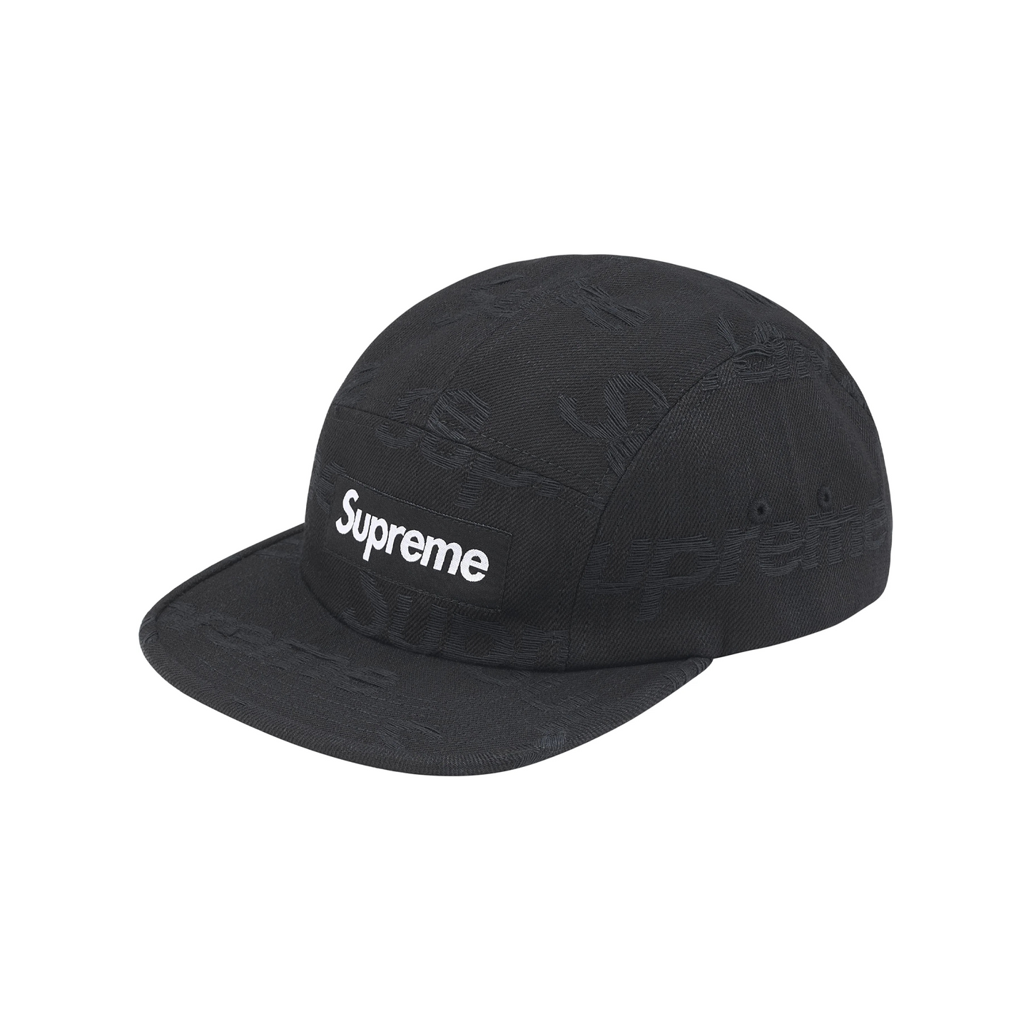 Supreme Jacquard Logos Denim Camp Cap Black (FW25)
