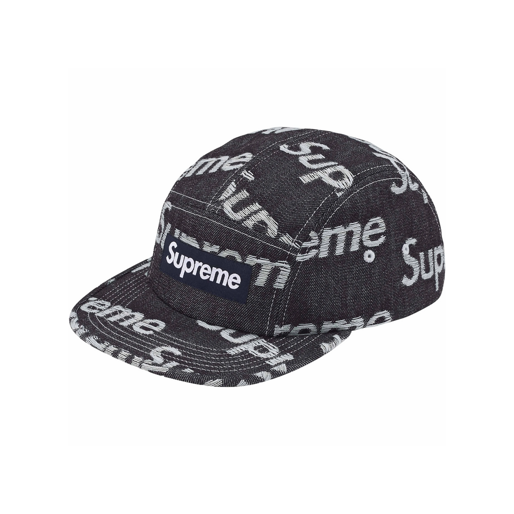 Supreme Jacquard Logos Denim Camp Cap Rigid Indigo (FW25)