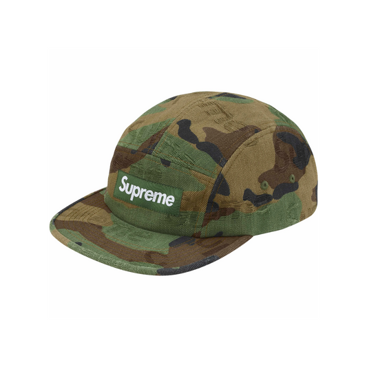 Supreme Jacquard Logos Denim Camp Cap Woodland Camo (FW25)