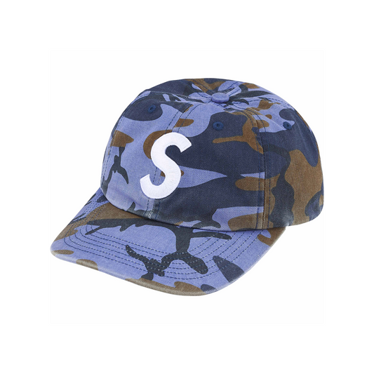 Supreme Pigment Coated S Logo 6 Panel Cap Blue Camo (SS25)