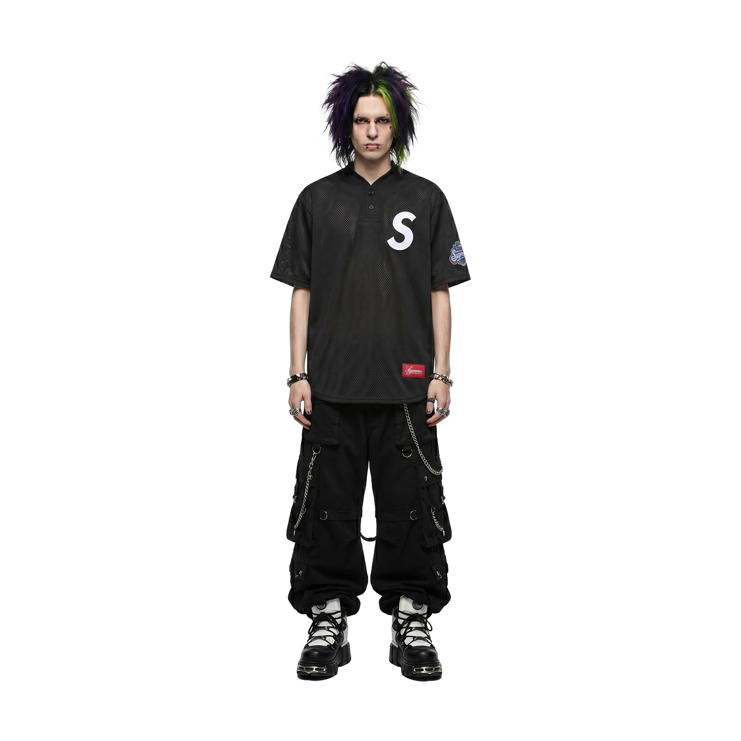 Supreme S Logo Baseball Henley Jersey Black (SS25)