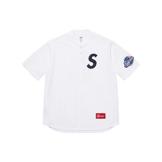 Supreme S Logo Baseball Henley Jersey White (SS25)