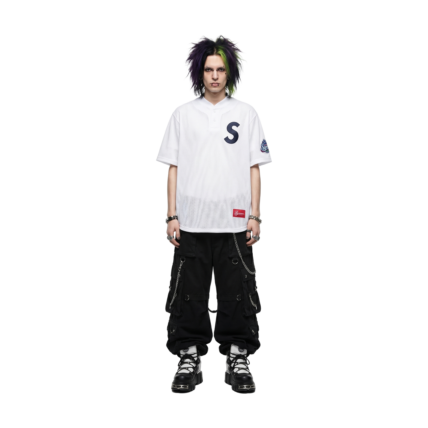 Supreme S Logo Baseball Henley Jersey White (SS25)