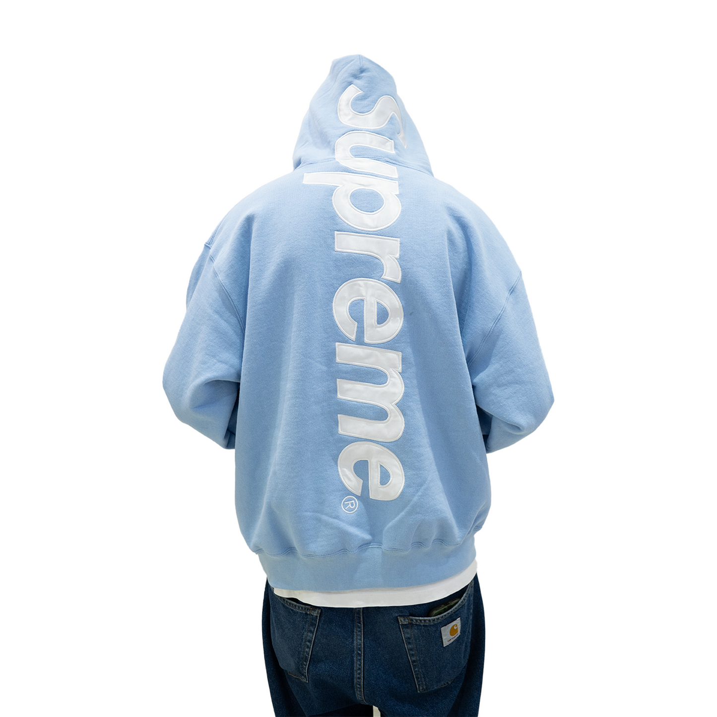 Supreme Satin Appliqué Hoodie Light Blue (FW24)