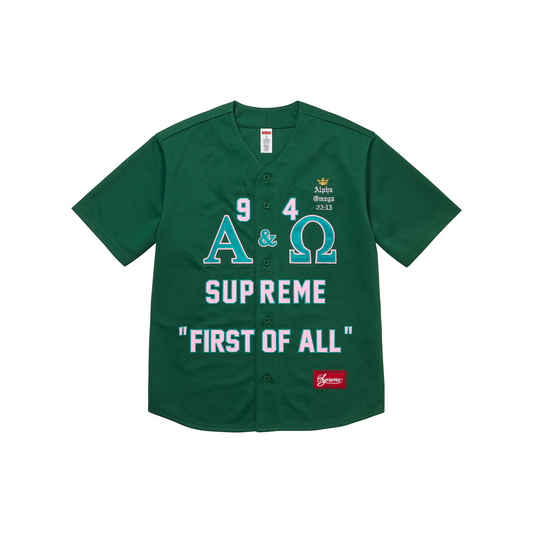 Supreme Alpha Omega Baseball Jersey Green (FW24)