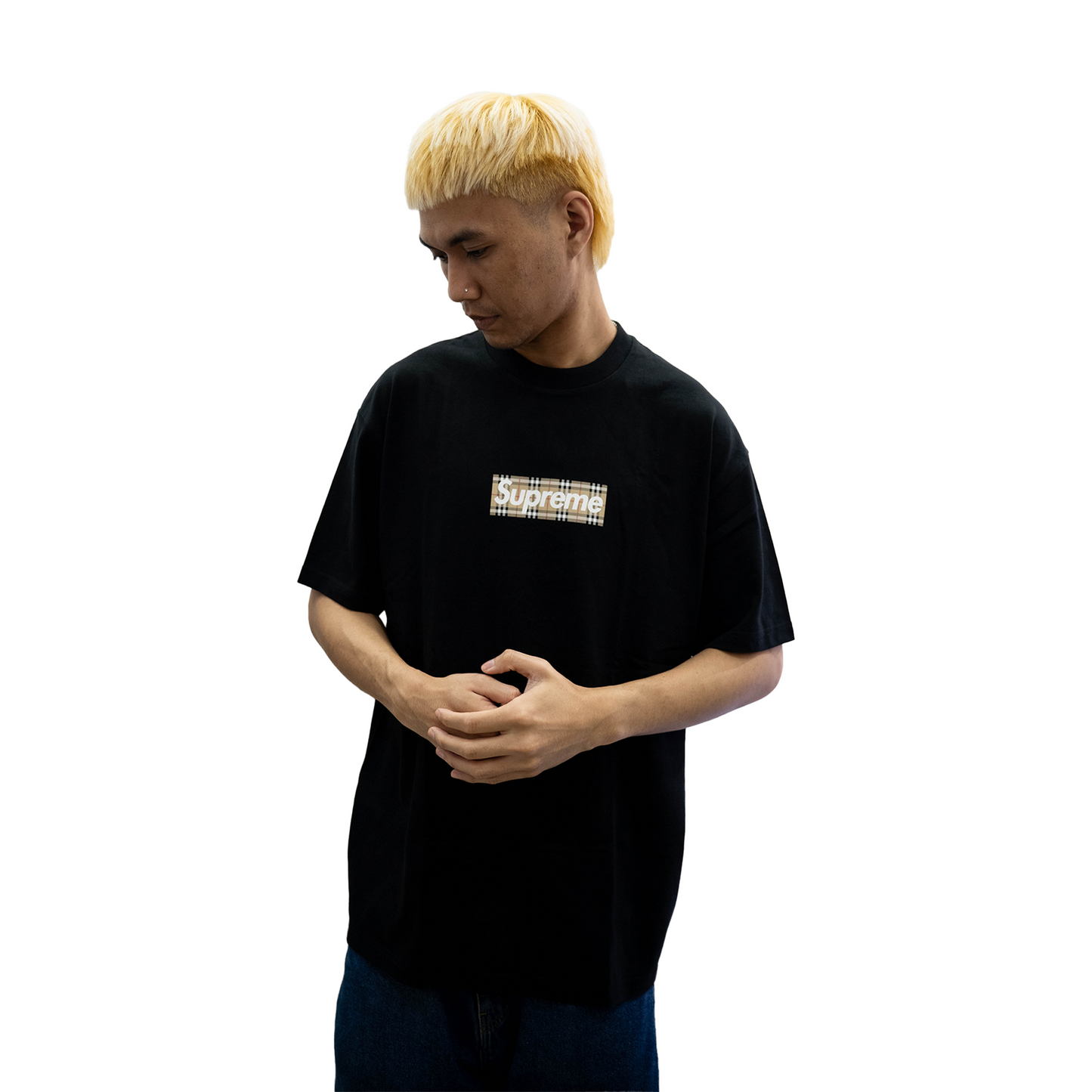 Supreme x Burberry Box Logo Tee Black (SS22)