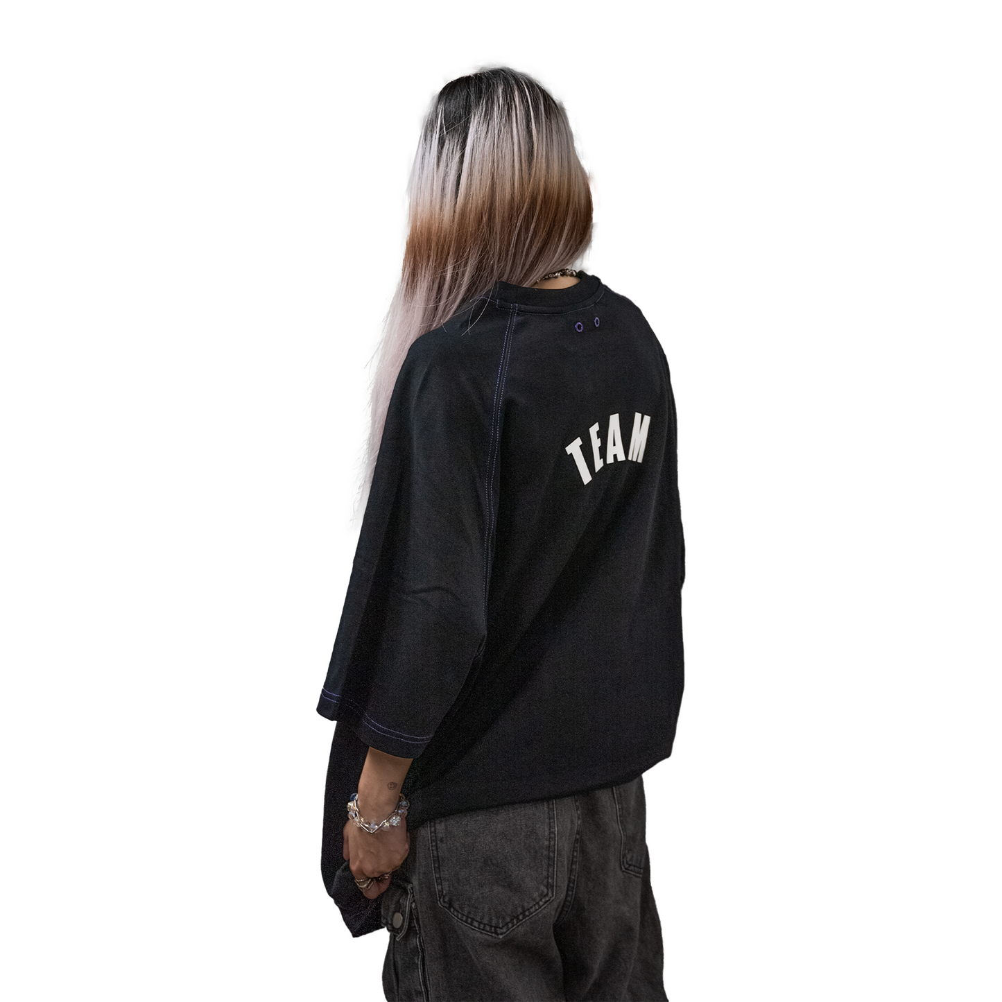 TEAM WANG Design Joopiter Contrast Stitching Tee Black (SS24)