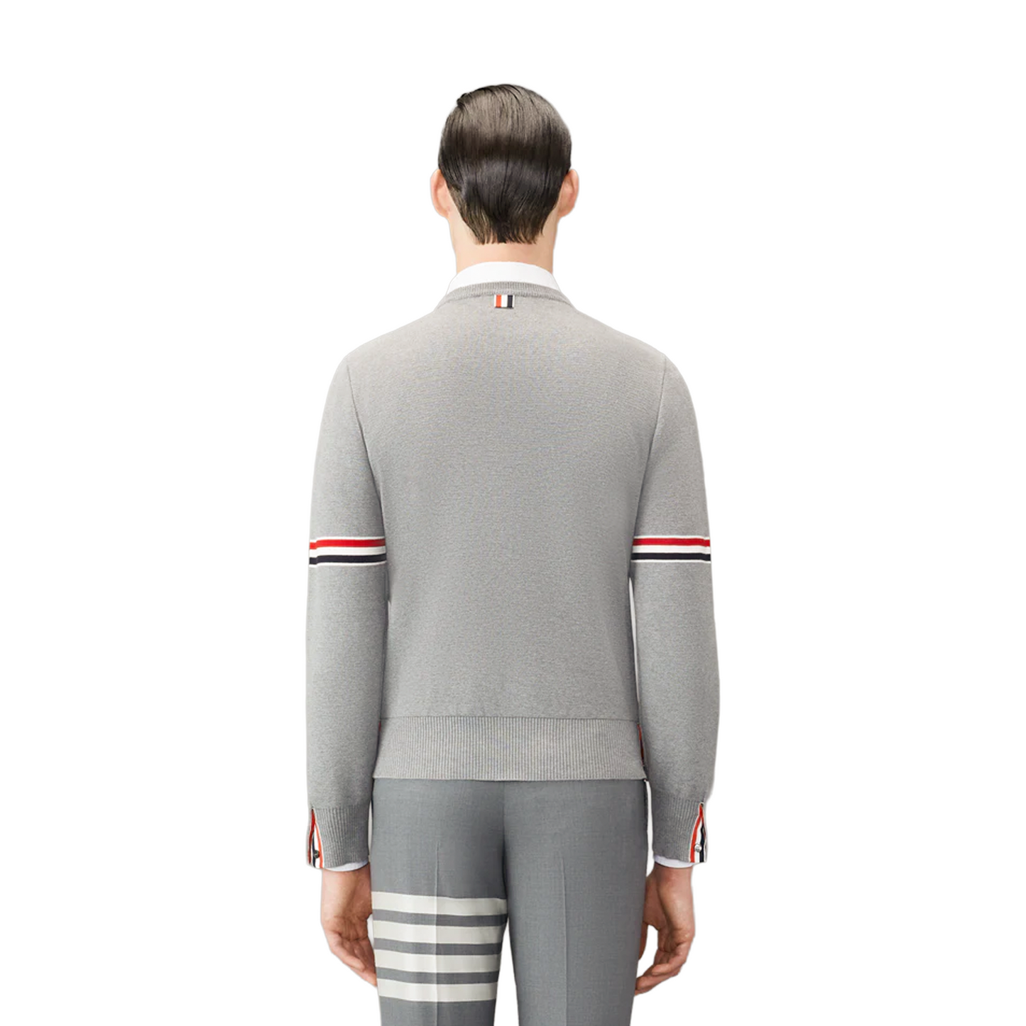 THOM BROWNE Cotton Milano Stitch Stripe Pullover Light Grey (FW25)