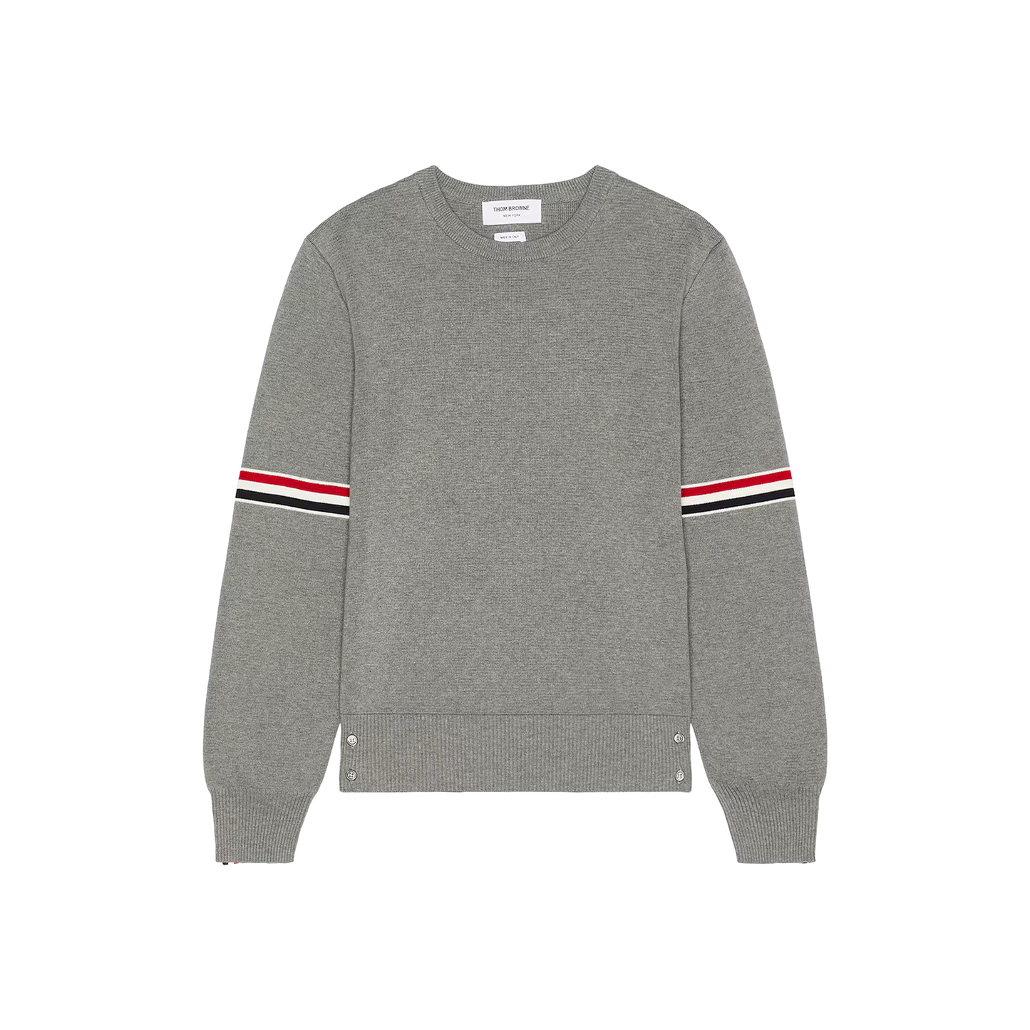 THOM BROWNE Cotton Milano Stitch Stripe Pullover Light Grey (FW25)