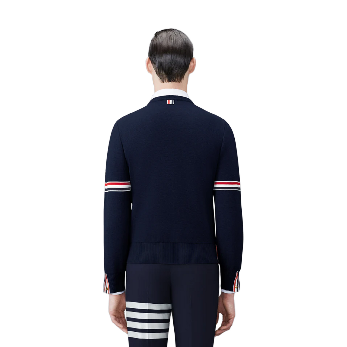 THOM BROWNE Cotton Milano Stitch Stripe Pullover Navy (FW25)