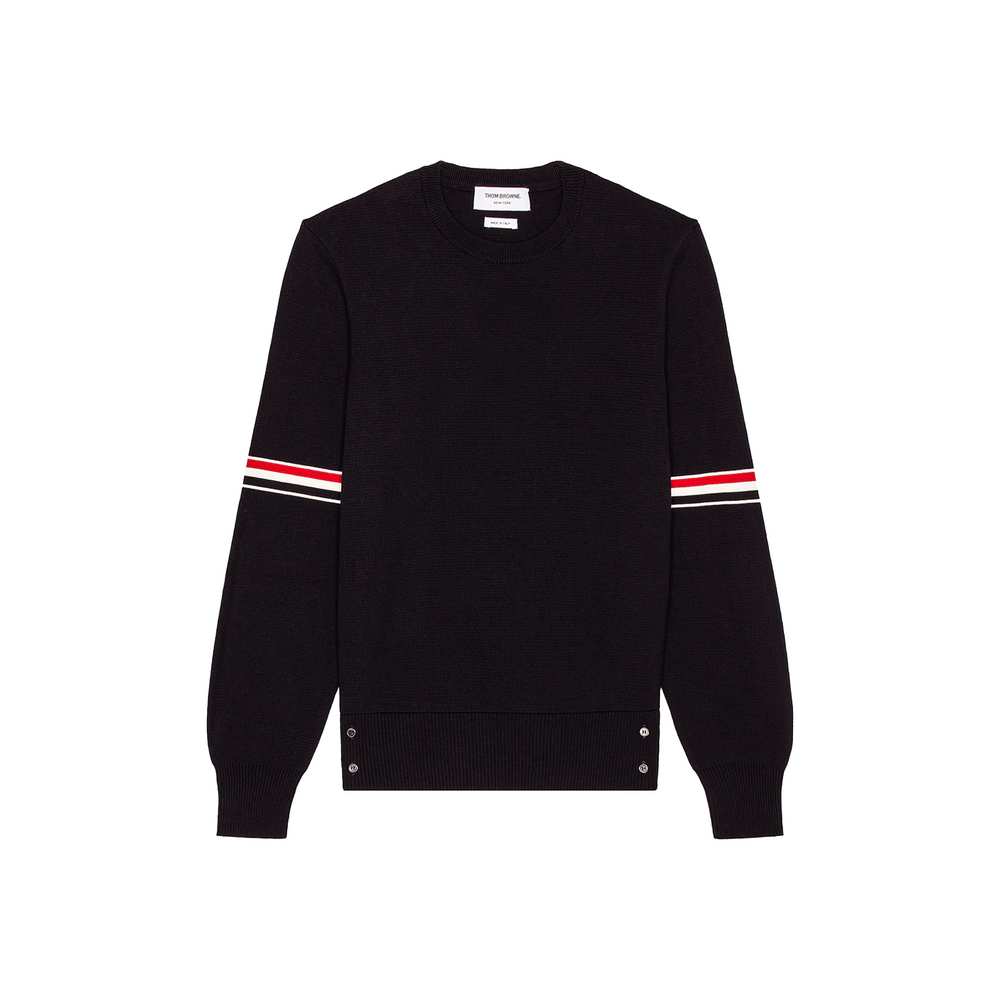 THOM BROWNE Cotton Milano Stitch Stripe Pullover Navy (FW25)