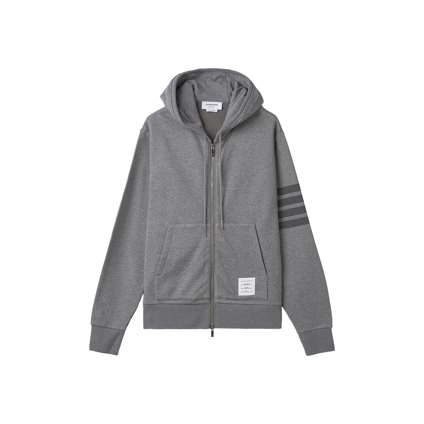 THOM BROWNE Classic Loopback 4-Bar Full Zip Hoodie Medium Grey (SS23)