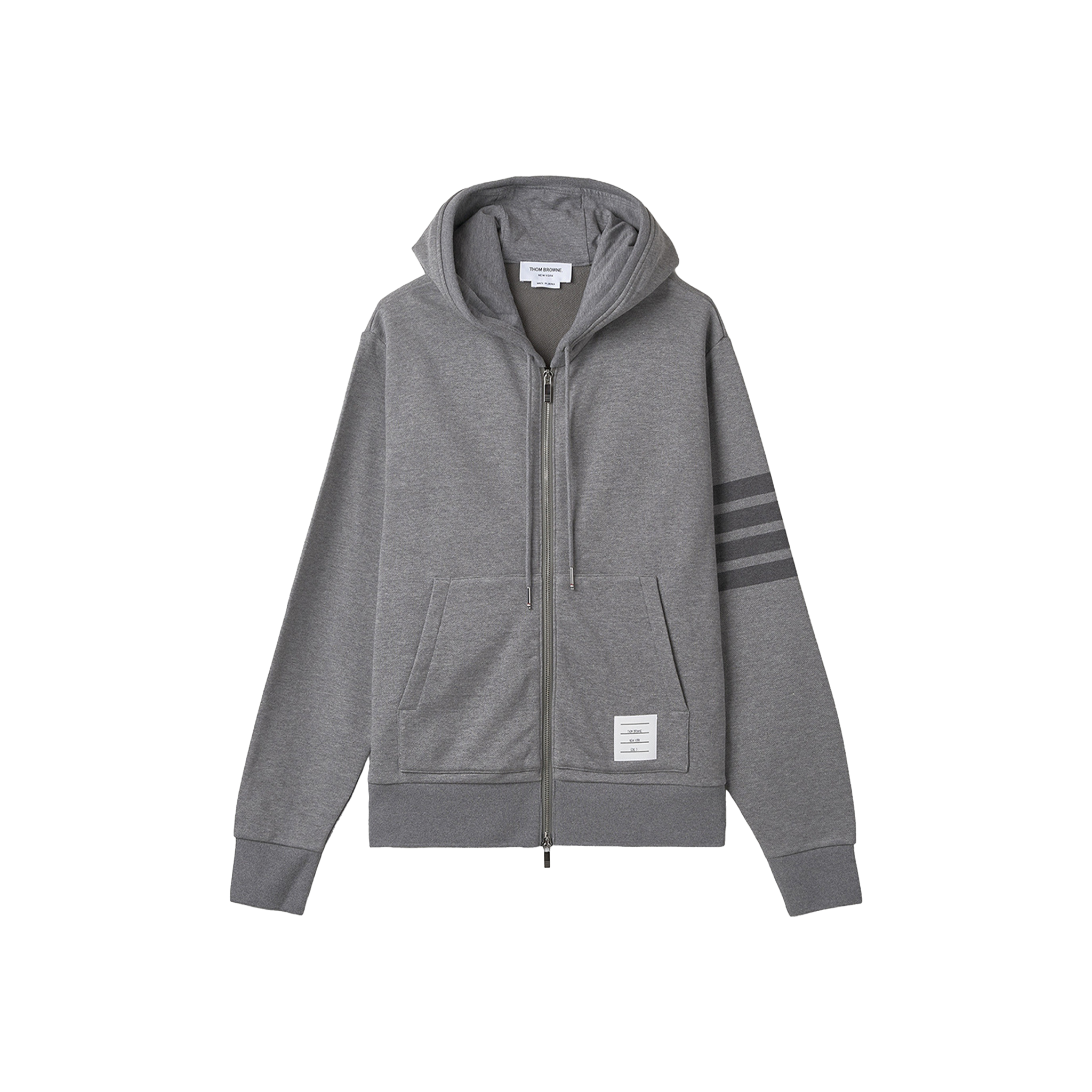 THOM BROWNE ZIP HOODIE ライトグレー ジップアップパーカー Thom Browne zip-up Hoodie | Grey | FARFETCH