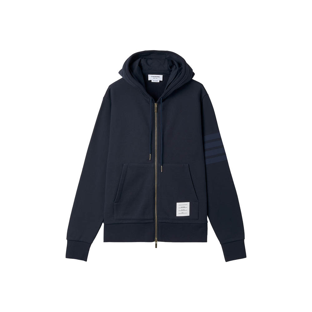 THOM BROWNE Classic Loopback 4-Bar Full Zip Hoodie Navy (SS23)