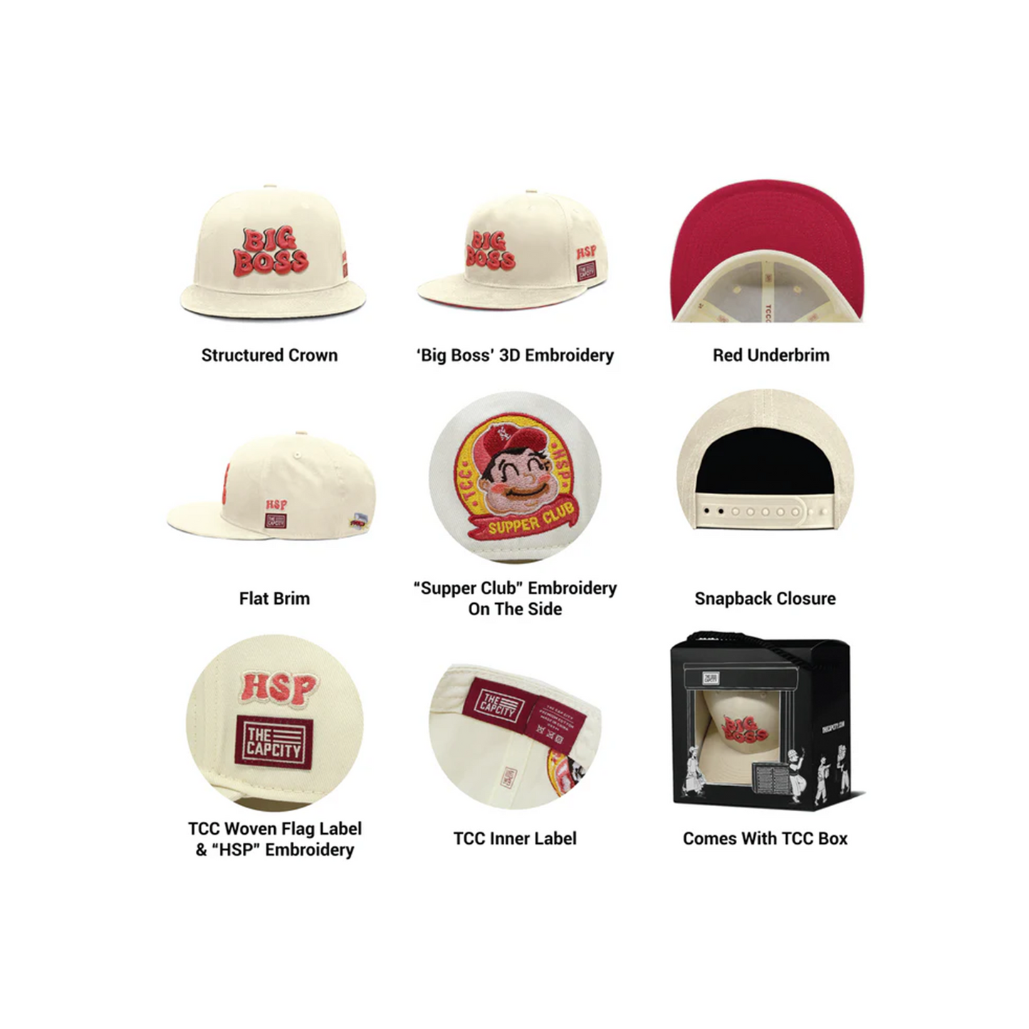 The Cap City x Big Boss HSP Supper Club Classic Fit Snapback Cream (FW25)