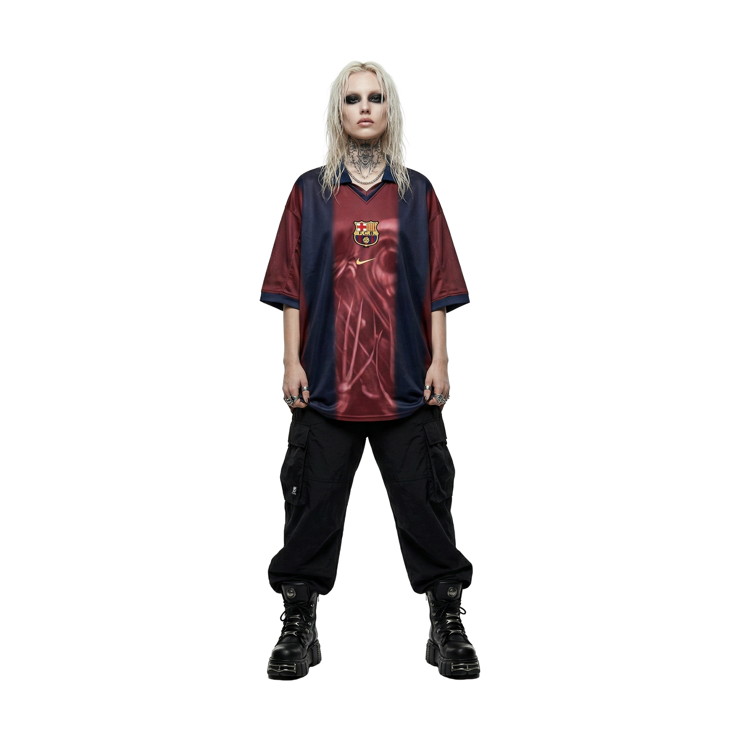 Travis Scott Cactus Jack x Futbol Club Barcelona x Nike Retro 2000/01 Home Skeleton Jersey Maroon (SS25)