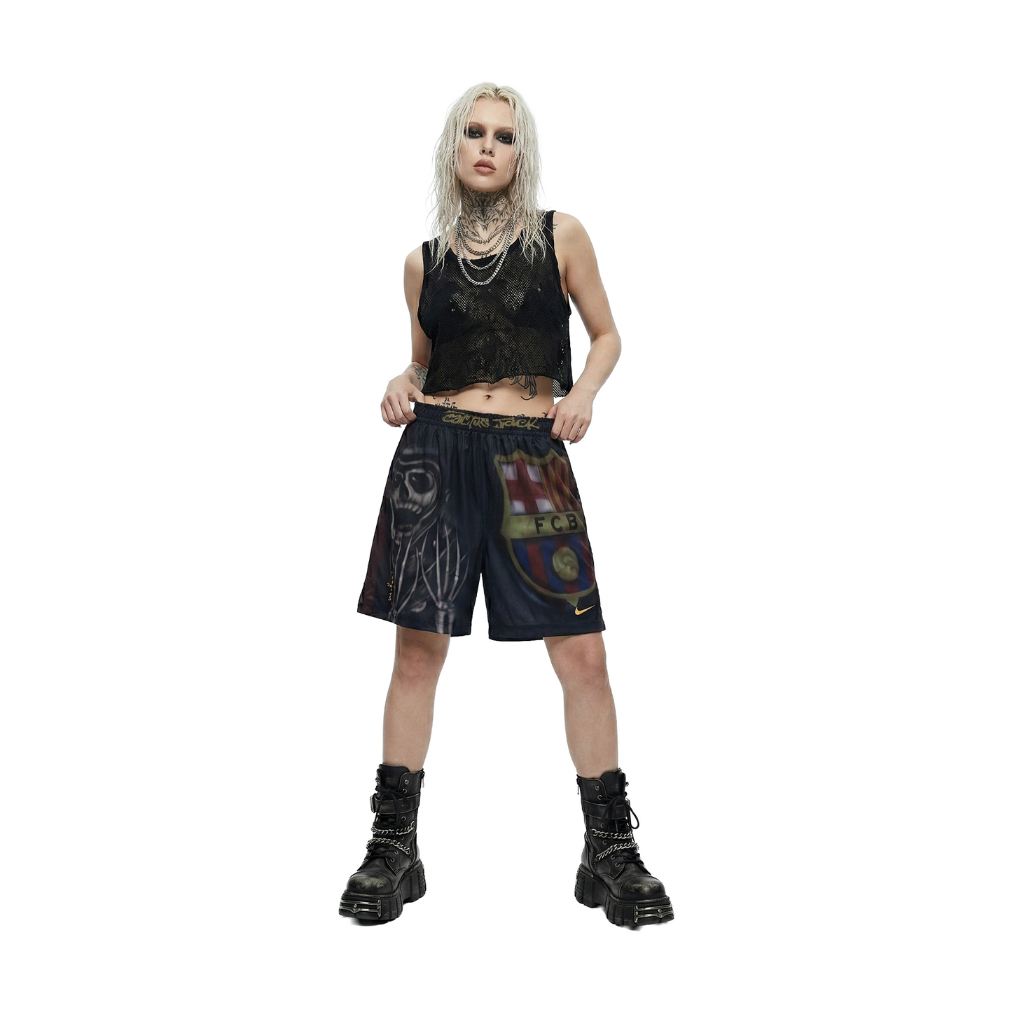 Travis Scott Cactus Jack x Futbol Club Barcelona x Nike Skeleton Home Shorts Black (SS25)