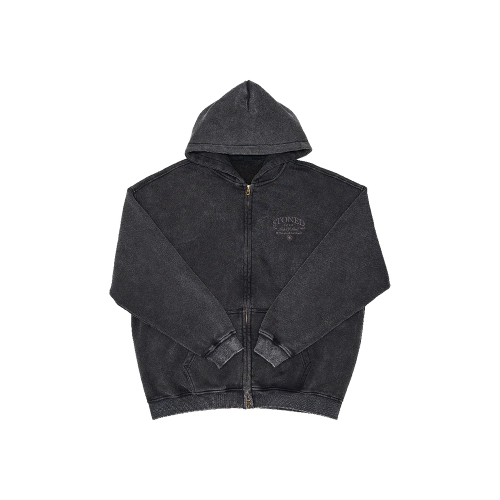 Stoned & Co ® Void : Vintage Washed Zip Hoodie Black (FW24)