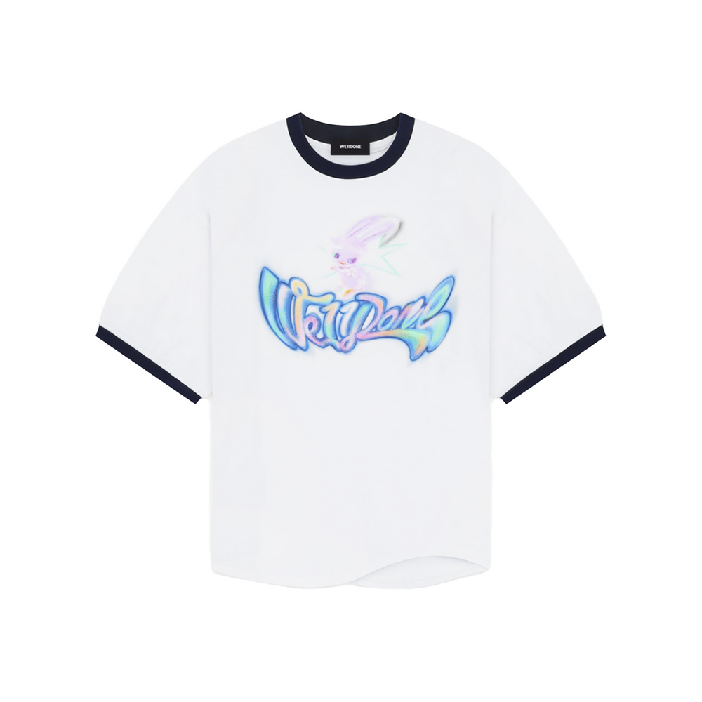 WE11DONE Colour Logo Monster Print Ringer Tee White (SS24)