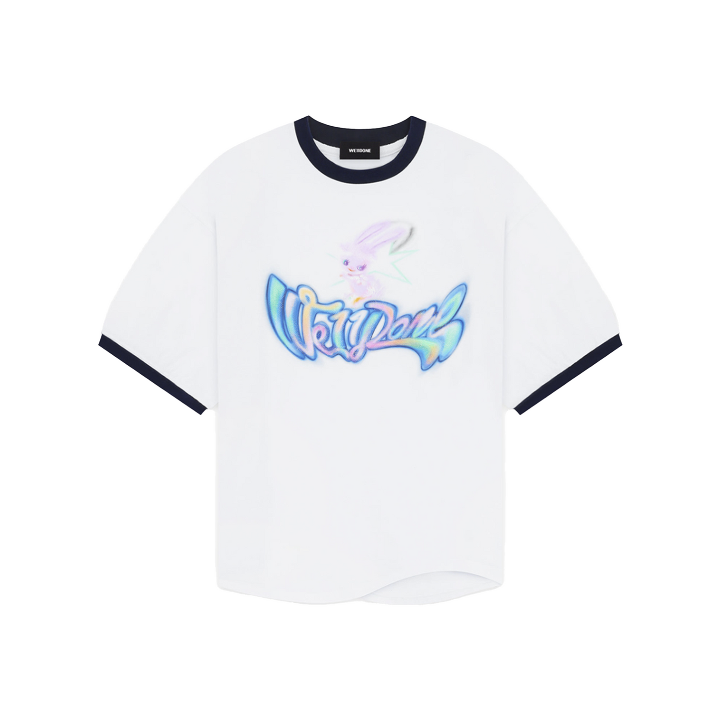 WE11DONE Colour Logo Monster Print Ringer Tee White (SS24)