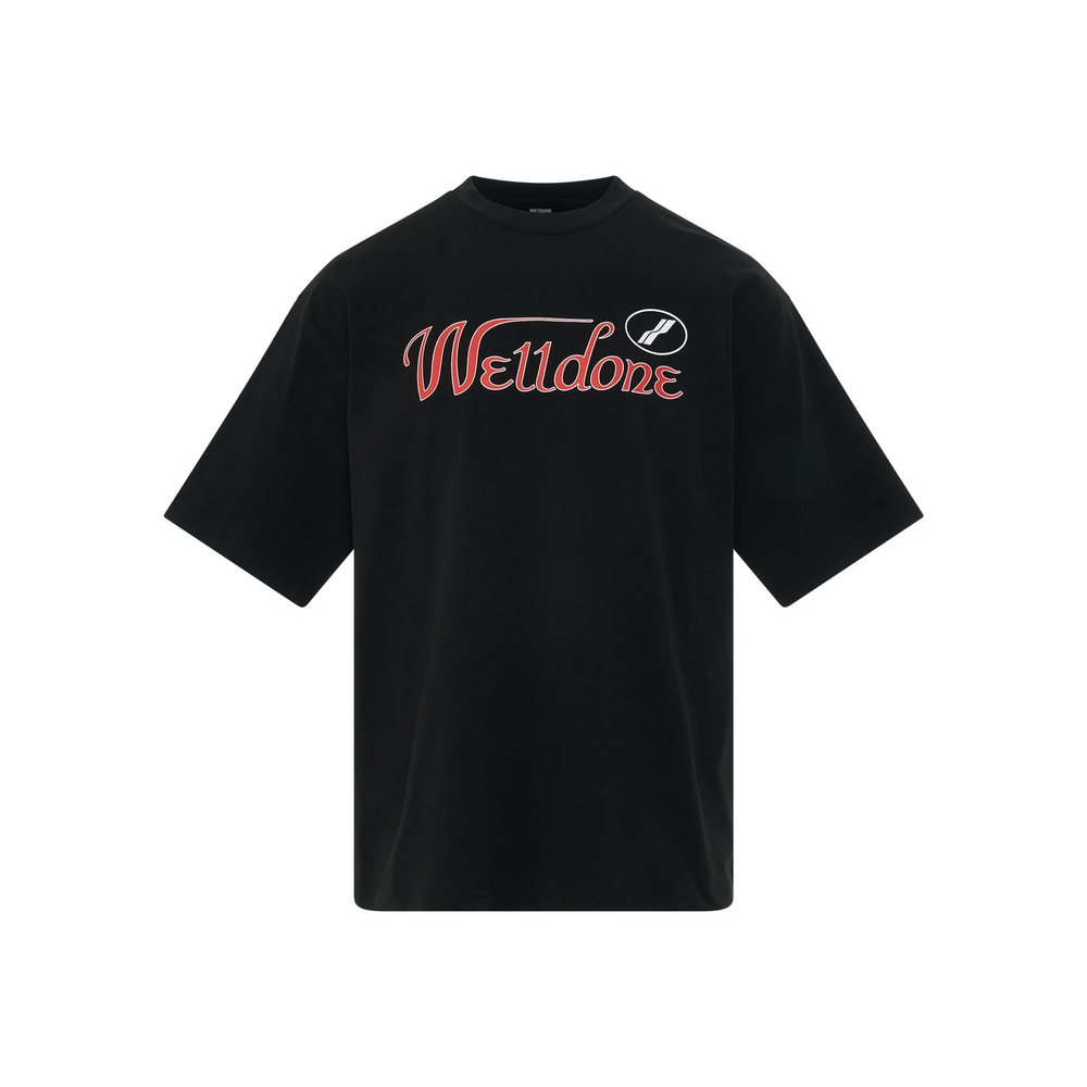 WE11DONE Colourful Cursive Logo Tee Black (SS24)