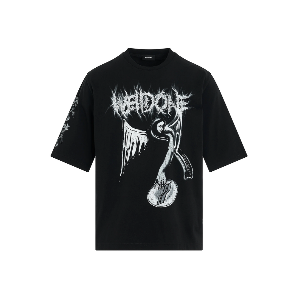 WE11DONE Crack Angel Print Tee Black (SS24)