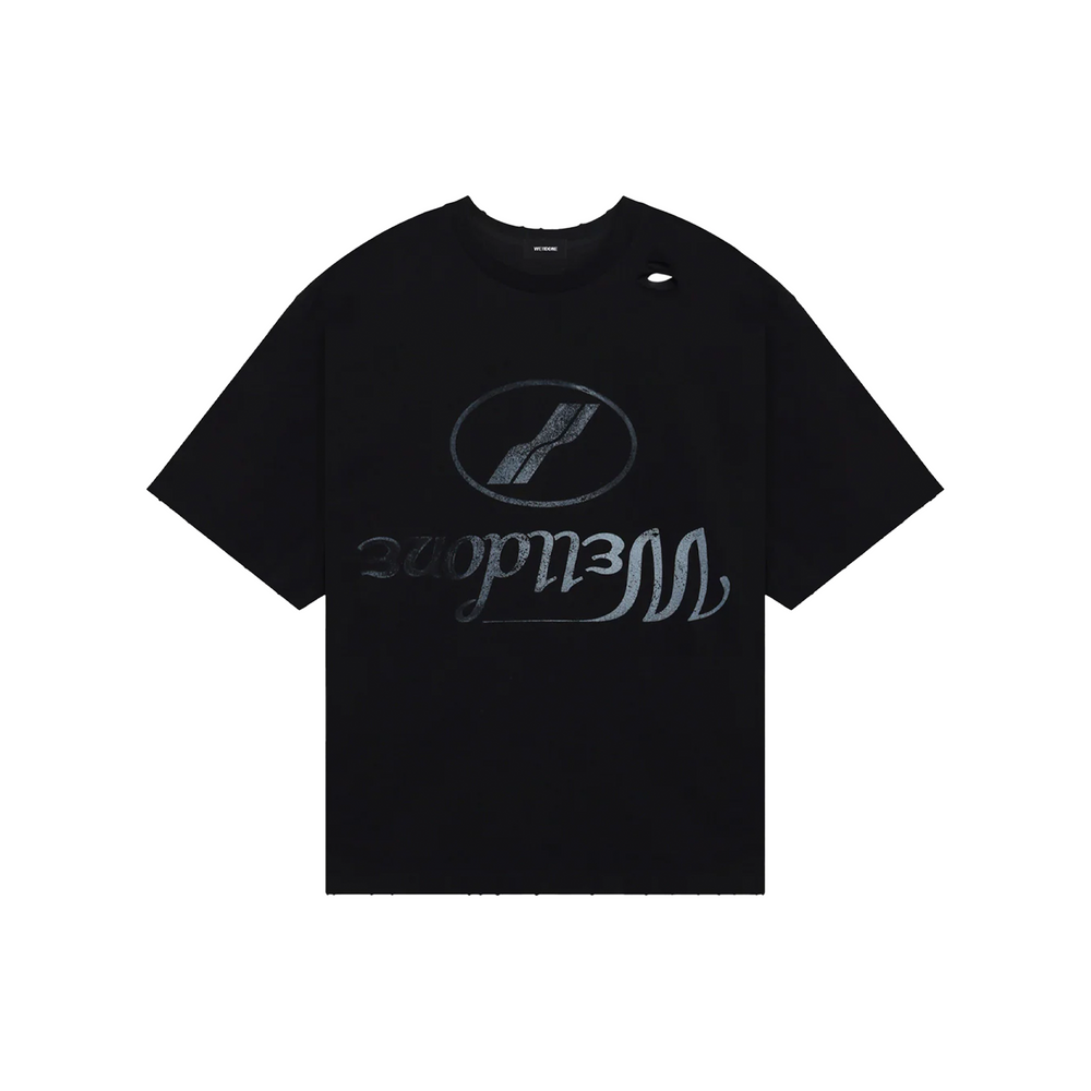 WE11DONE Destroyed Reversed Logo Tee Black (SS24)