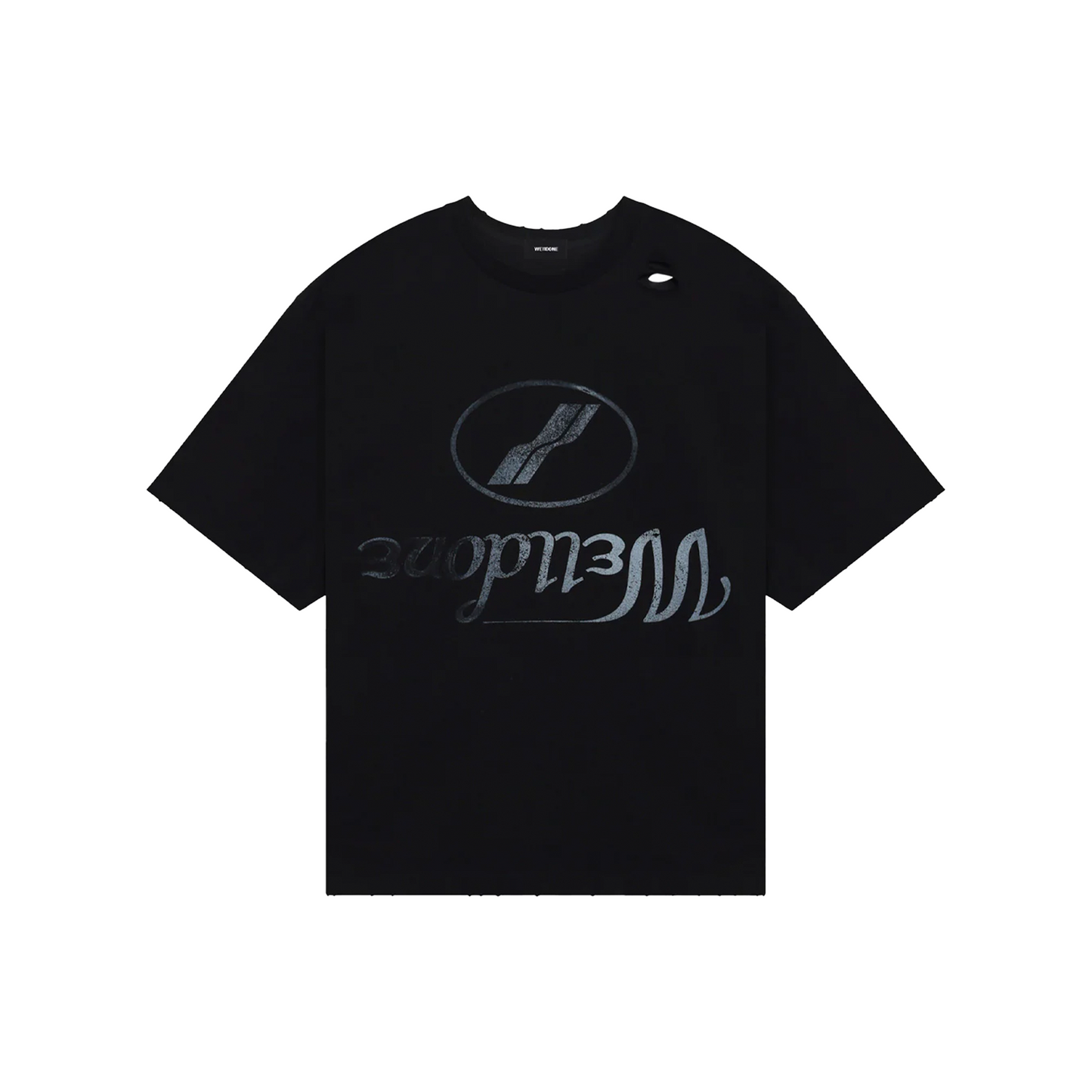 WE11DONE Destroyed Reversed Logo Tee Black (SS24)