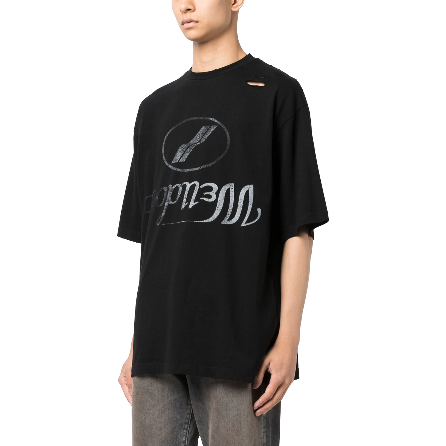 WE11DONE Destroyed Reversed Logo Tee Black (SS24)