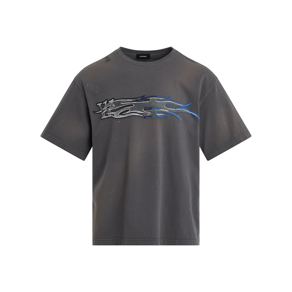 WE11DONE Metallic Print Tee Charcoal (SS24)