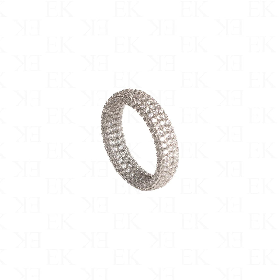 EK Collection Full Link Iced Out Ring Silver