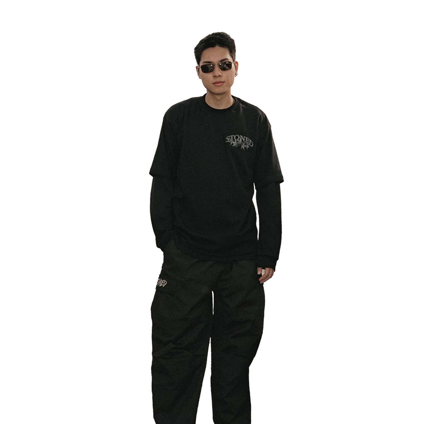 Stoned & Co ® Void : Wide Fit Cargo Pants Black (FW24)