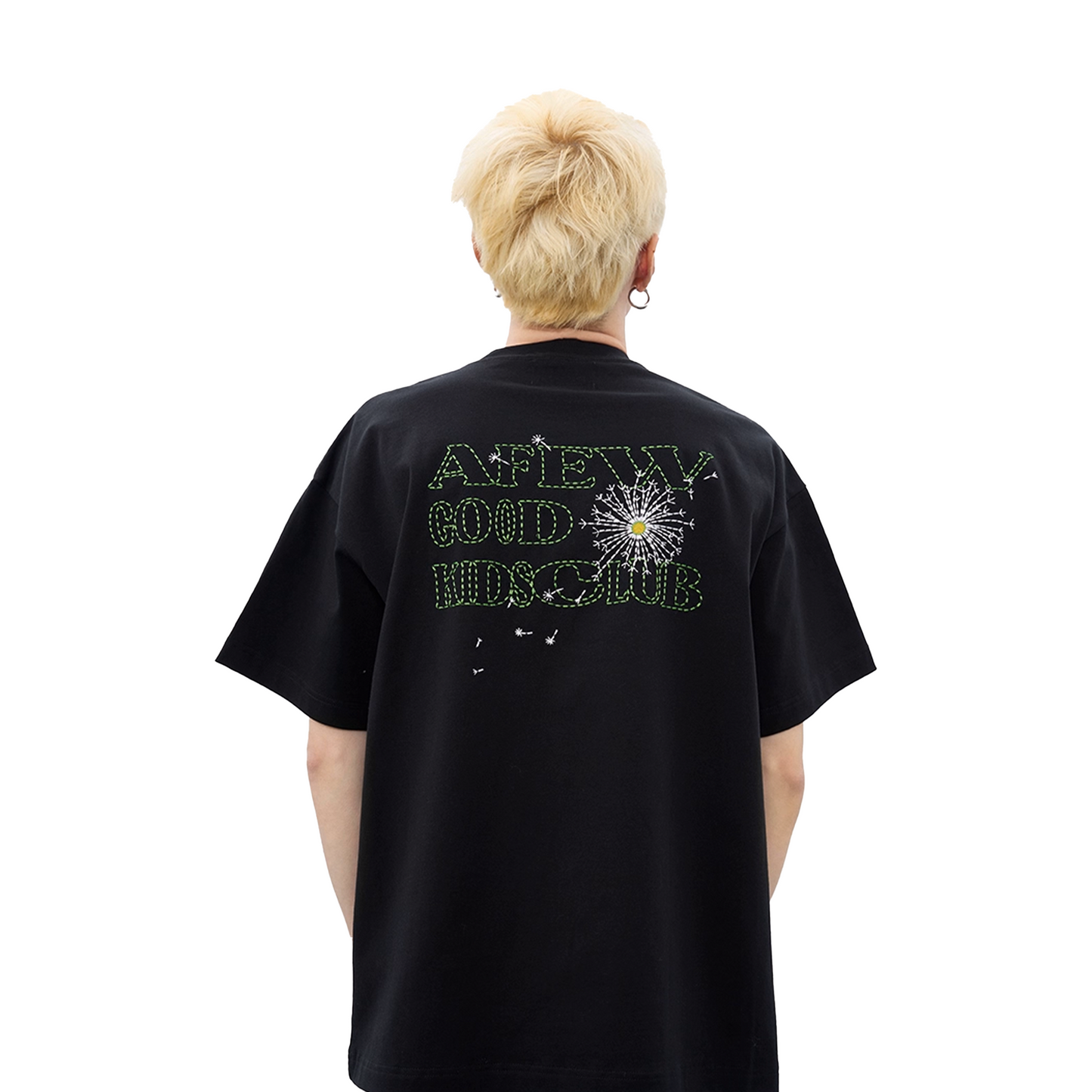 a few Good kids Dandelion Embroidery Short Sleeved Tee Black (SS25)