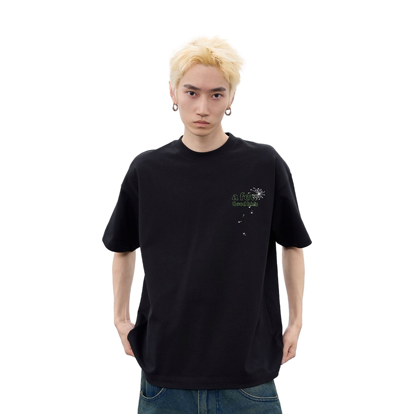 a few Good kids Dandelion Embroidery Short Sleeved Tee Black (SS25)