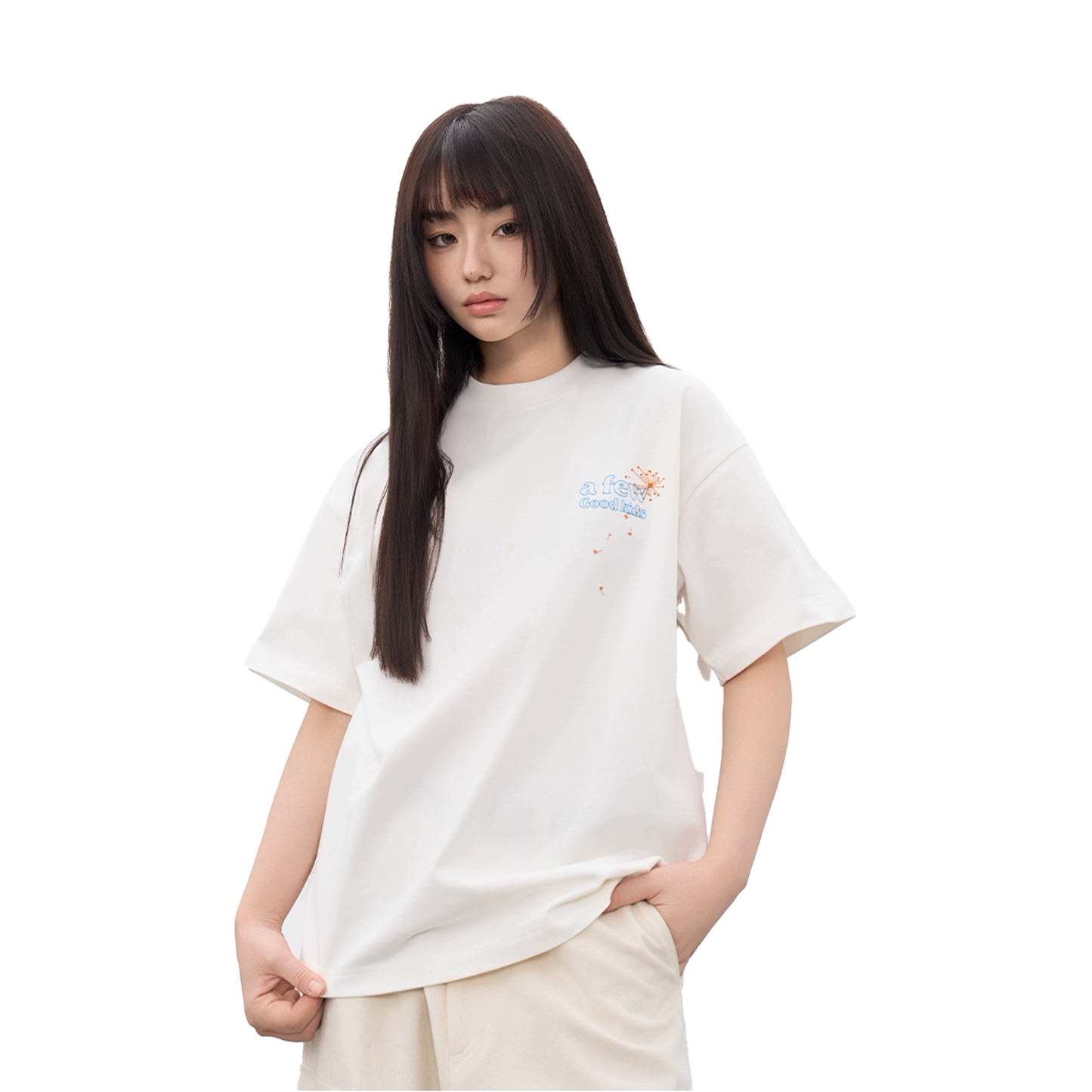a few Good kids Dandelion Embroidery Short Sleeved Tee White (SS25)