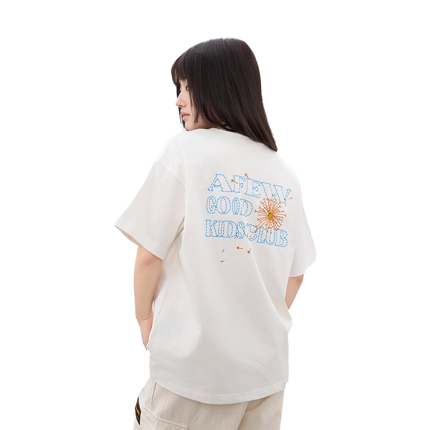 a few Good kids Dandelion Embroidery Short Sleeved Tee White (SS25)