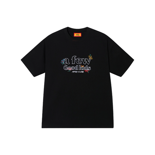 a few Good kids Hand Painted Floral Embroidery Short Sleeved Tee Black (SS25)