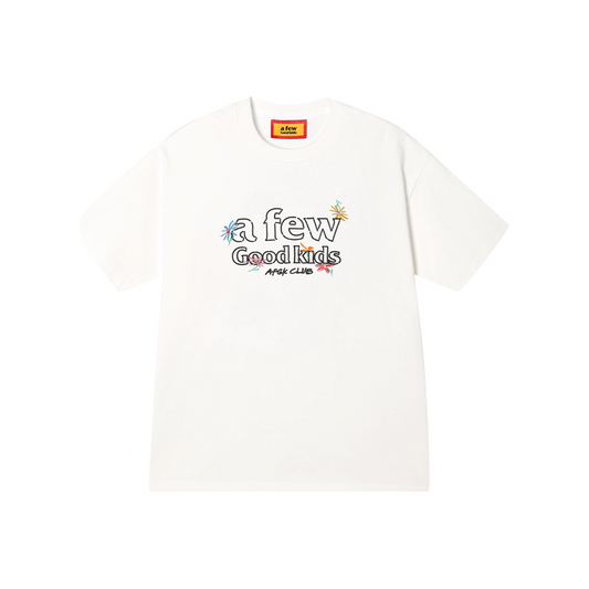 a few Good kids Hand Painted Floral Embroidery Short Sleeved Tee White (SS25)