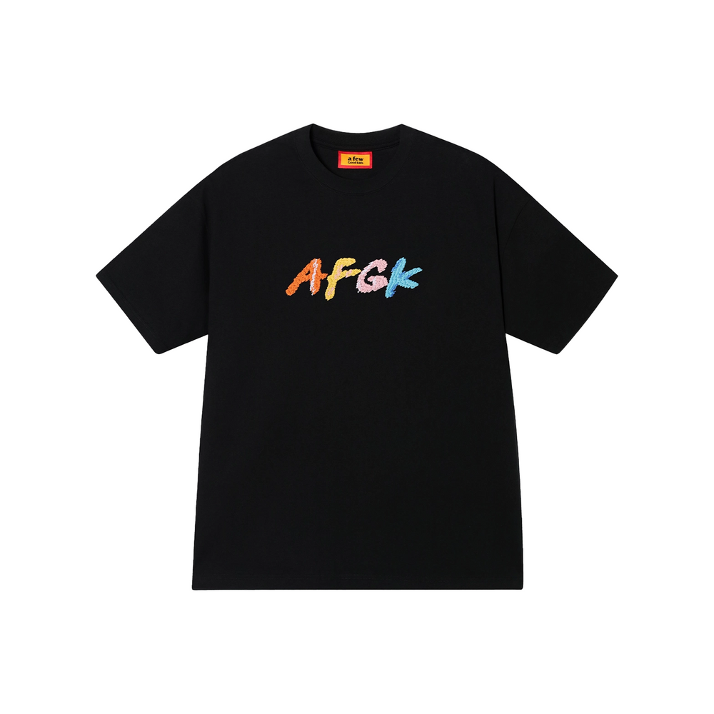 a few Good kids Hand Sewn Font Embroidered Short Sleeved Tee Black (SS25)