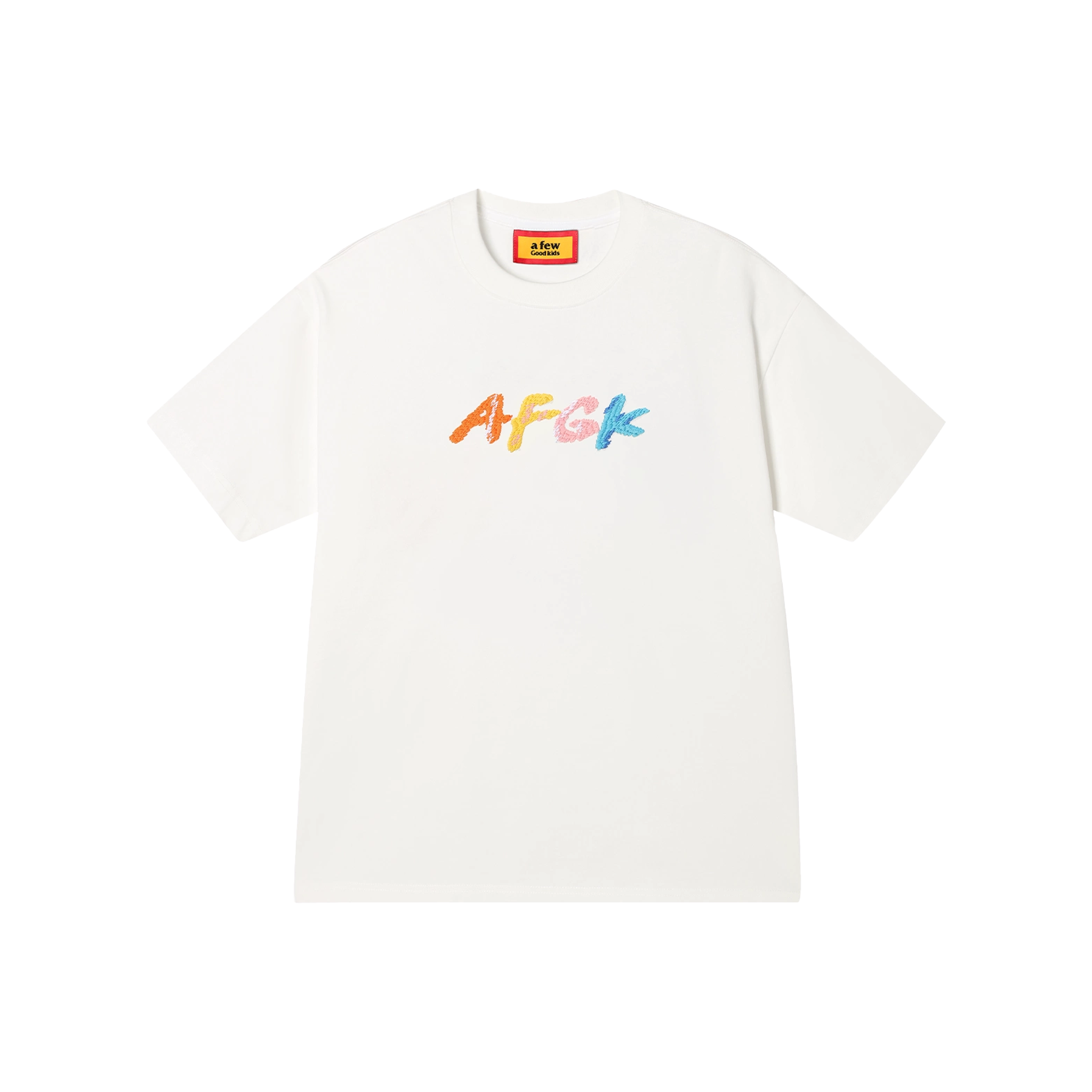 a few Good kids Hand Sewn Font Embroidered Short Sleeved Tee White (SS25)
