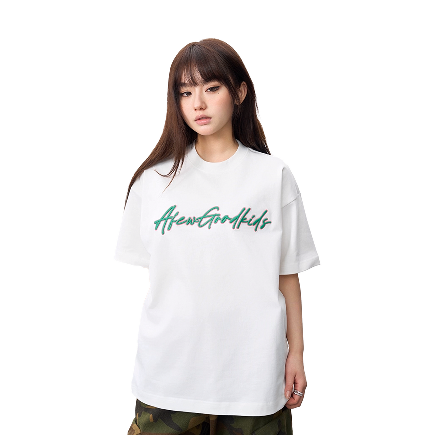a few Good kids High Foam Embroidery Short Sleeved Tee White (SS25)