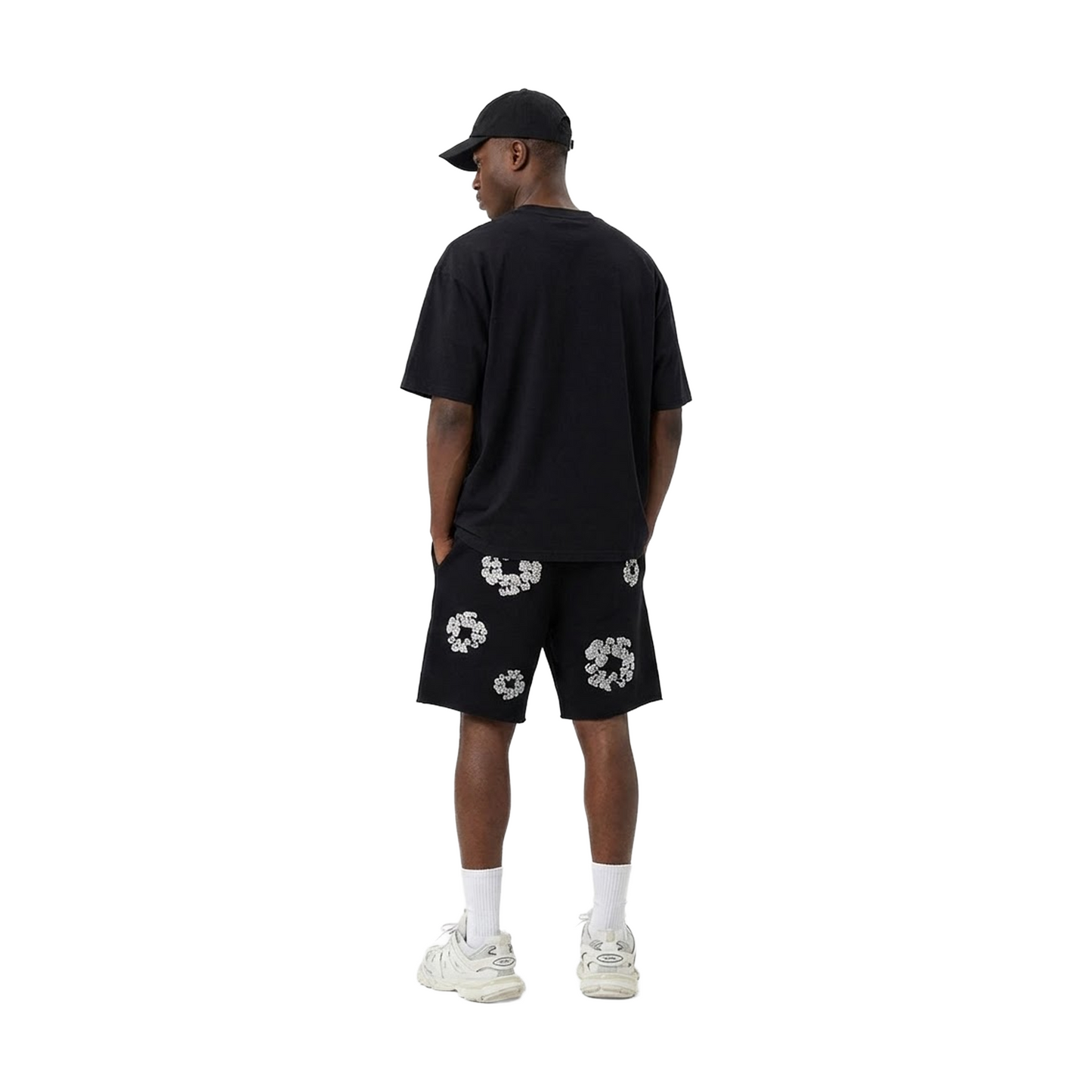 Denim Tears Cashmere SWAROVSKI Cotton Wreath Shorts Black (FW24)