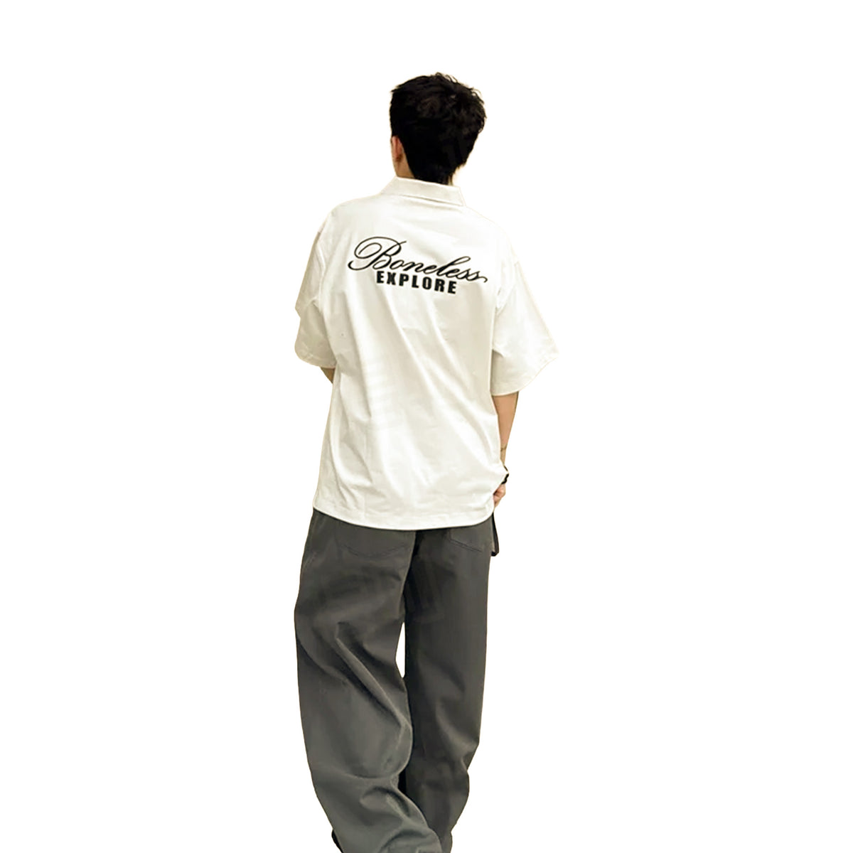 BONELESS Floral Logo Explore Print Shirt Beige (SS26)