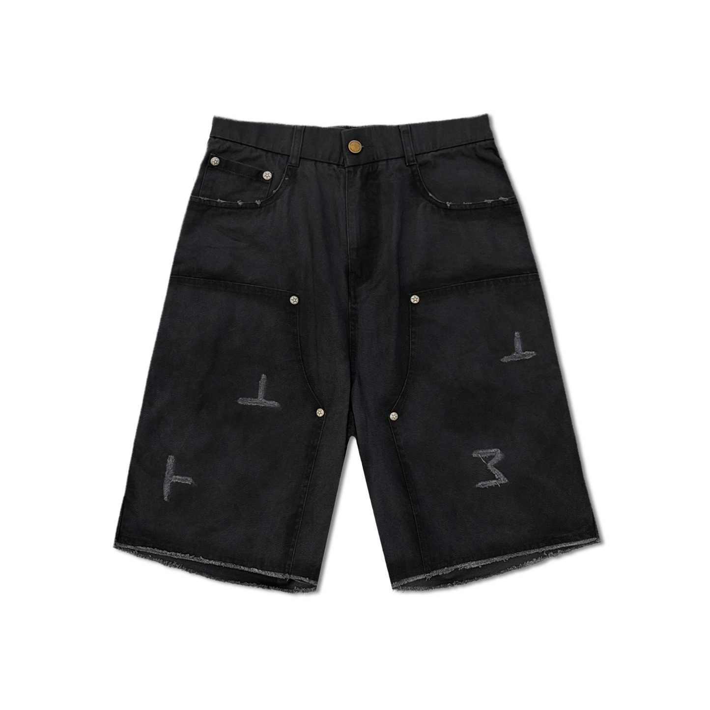RAW/21 Washed Double Knee Denim Jorts Washed Black (SS26)