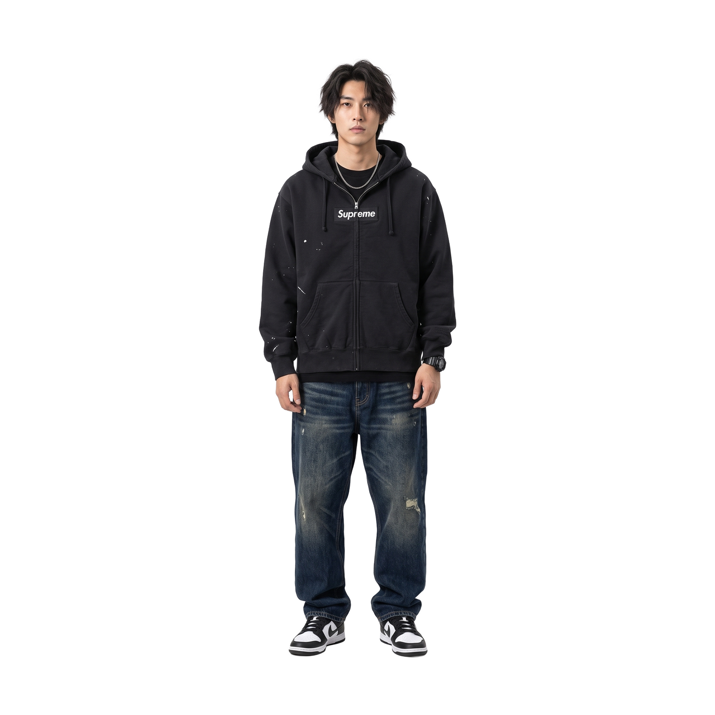 Supreme® / MM6 Maison Margiela Box Logo Zip Up Hoodie Black (SS26)