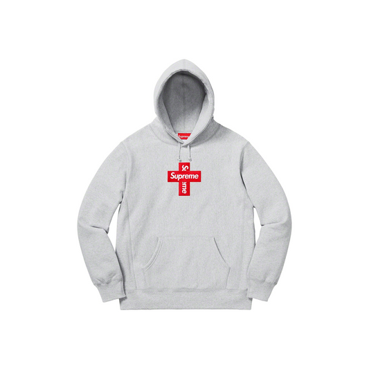Supreme Cross Box Logo Hoodie Sweatshirt Heather Grey (FW20)