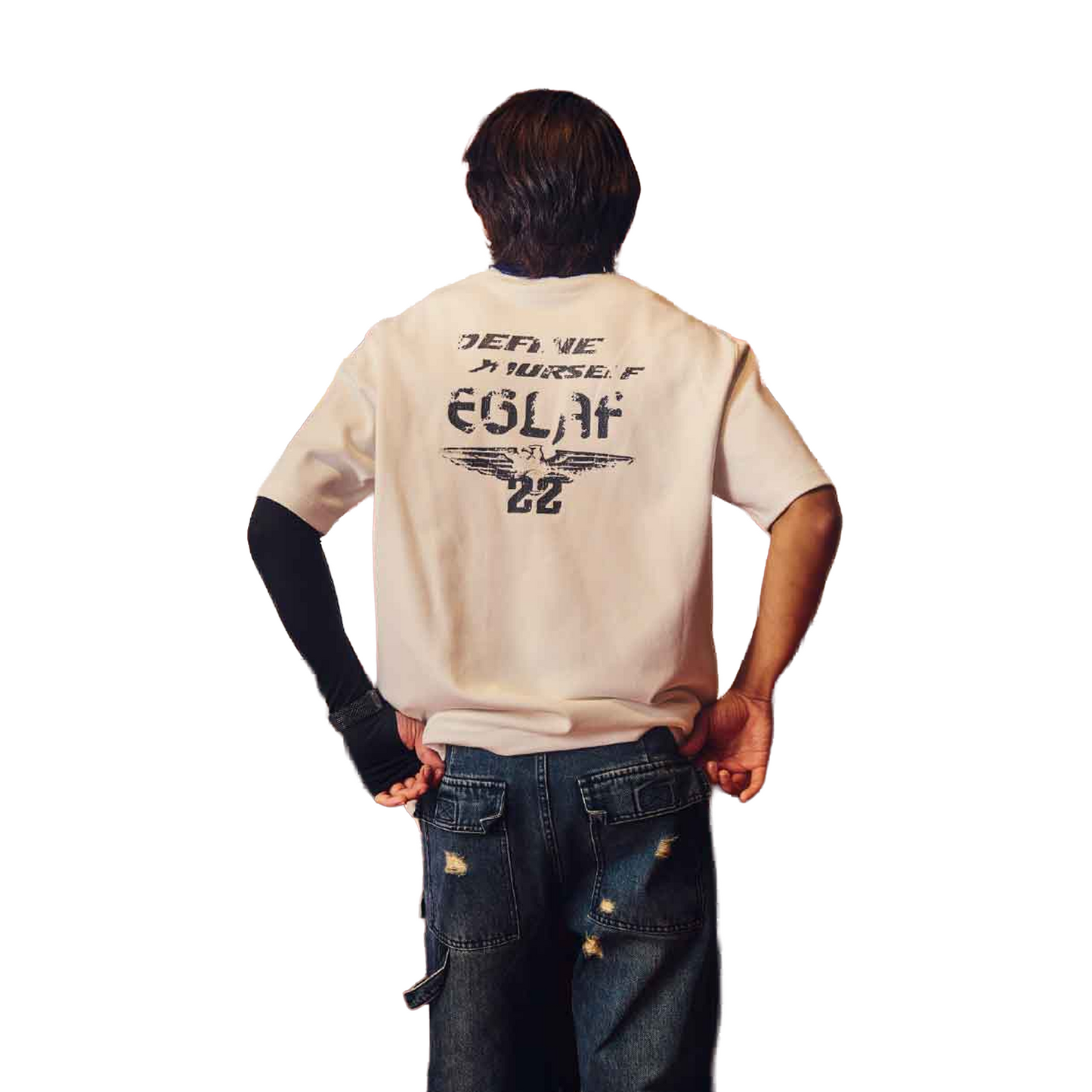 EGLAF R//W Distressed Texts Tee White (FW25)