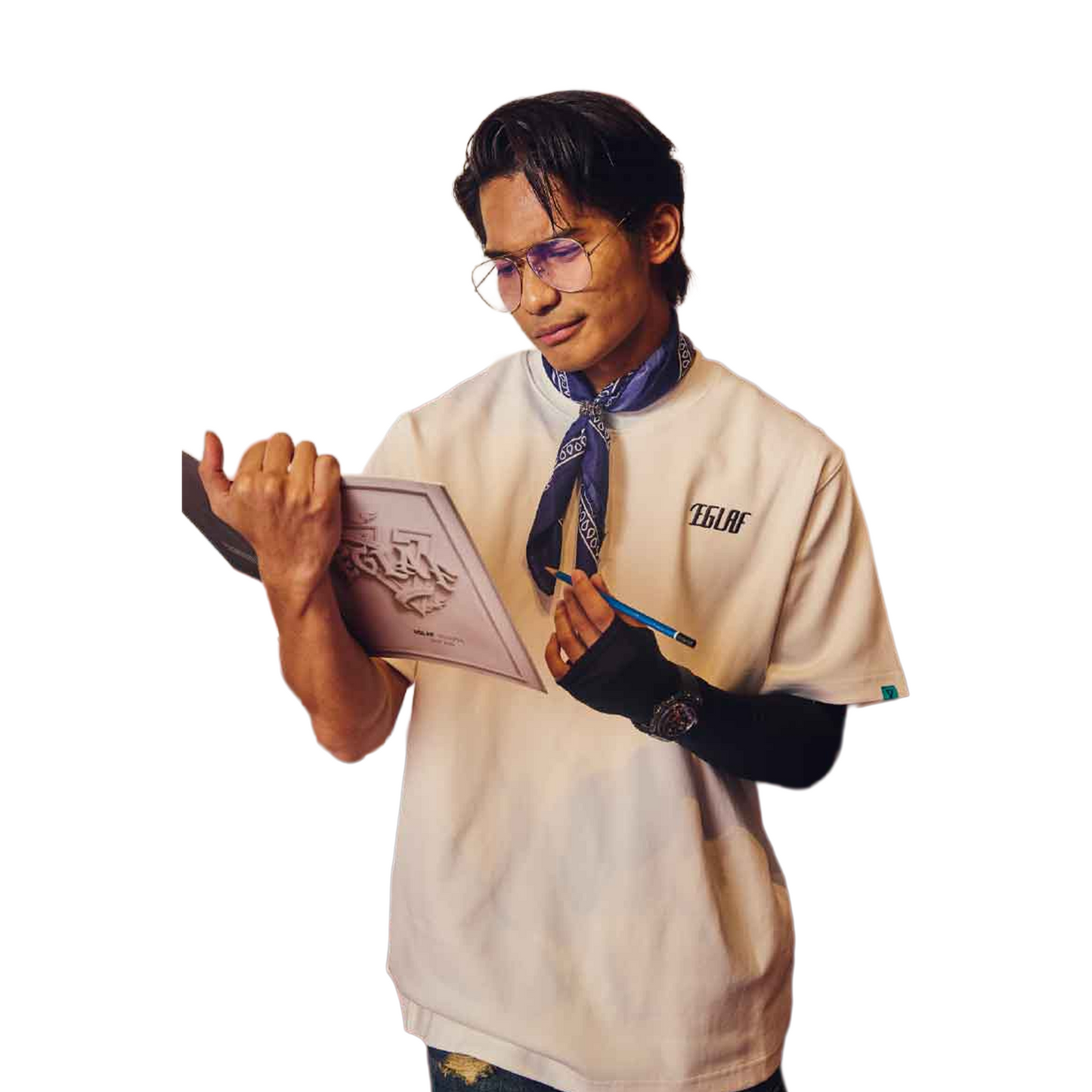 EGLAF R//W Distressed Texts Tee White (FW25)